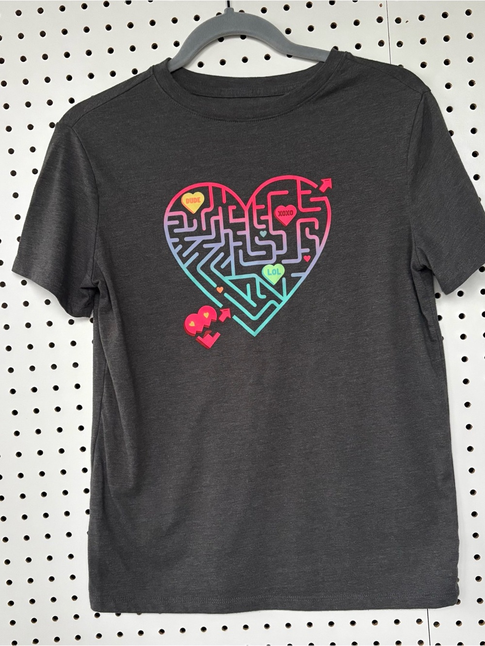 Cat & Jack Kid's Short Sleeve Heart Maze with Candy Hearts Size XL